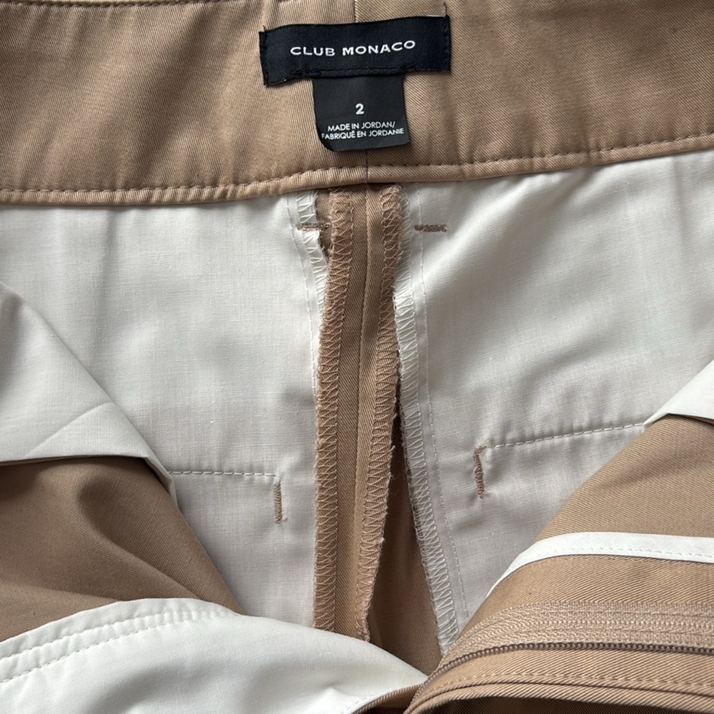 Club Monaco 100% Cotton Cuffed Chino Pants Tan High Rise Minimalist Size 2 - Picture 8 of 10